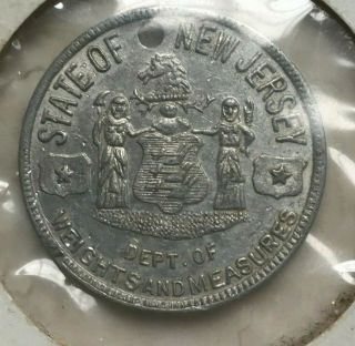 State Of Jersey Monmouth County Token - Dept Of Weights And Measures
