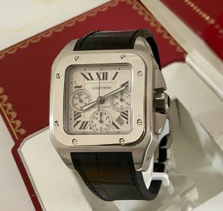 Cartier Santos 100 Xl Chronograph S/steel - W20090x8 - Box/papers -