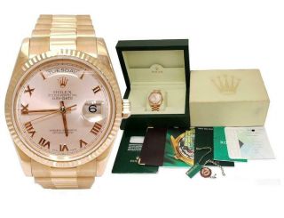 36mm Rolex Day Date President 18k Rose Gold Pink Roman Watch 11823
