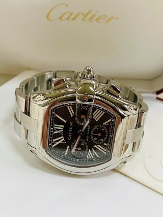 Men’s Stainless Cartier Roadster Chronograph Xl Box & Papers Factory Serviced