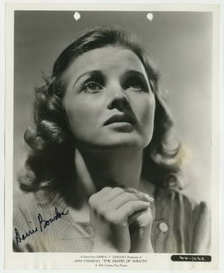 Dorris Bowdon Signed Photo From The Grapes Of Wrath 1940 / Autographed