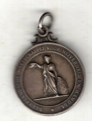 1922 Dutch Silver Award Medal Issued For The Dutch Industry & Trade Society