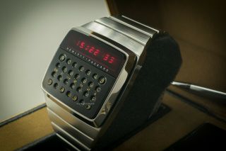 1976 Hewlett - Packard Hp - 01 Led Calculator Digital Watch W/box & Papers 281120 - 12