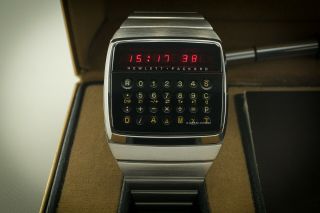 1976 Hewlett - Packard HP - 01 LED Calculator Digital Watch w/Box & Papers 281120 - 12 3