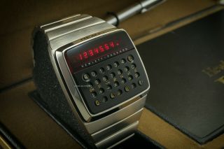 1976 Hewlett - Packard HP - 01 LED Calculator Digital Watch w/Box & Papers 281120 - 12 4