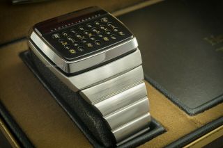 1976 Hewlett - Packard HP - 01 LED Calculator Digital Watch w/Box & Papers 281120 - 12 5