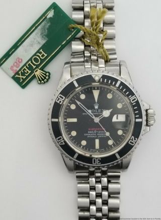 Awesome Vintage Rolex Feet First Red Submariner 1680 Stainless Steel 1970 matte 2
