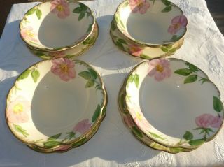 Vintage Set Of 4 Dessert Bowls With Underplates Desert Rose Franciscan
