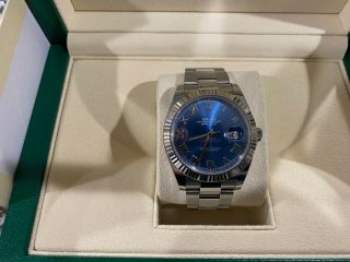 Rolex Datejust 41 Blue Men Roman Numerals Dial Watch - 126334