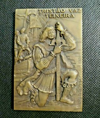 Old Vasco Berardo Bronze Medal Plate Age Of Discovery D.  Tristão Vaz Teixeira