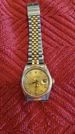 Rolex Datejust Mens 18K Yellow Gold Stainless Steel Watch Jubilee 16233 4