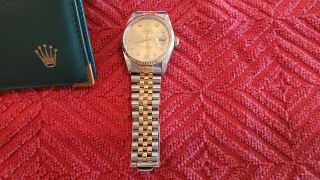 Rolex Datejust Mens 18K Yellow Gold Stainless Steel Watch Jubilee 16233 5