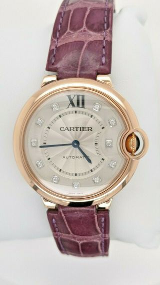Cartier Ballon Bleu We902028 18k Rose Gold & Diamond Automatic Watch - 36mm