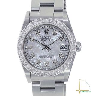 Rolex Datejust Ladies Watch Stainless Steel White Mop Diamond Dial & Bezel 31mm
