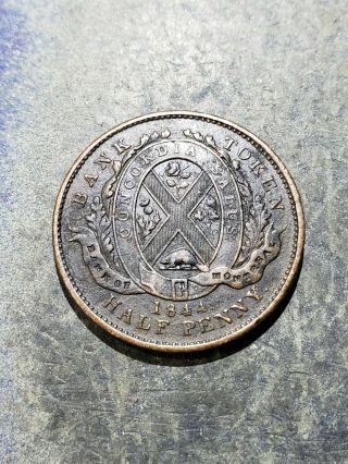 1844 Canada Bank Of Montreal 1/2 Penny Token 127721