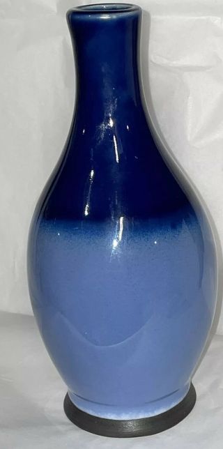 Sango Nova Blue Oil Jar Bottle (or Vase) 7.  75” Estate Find Cond