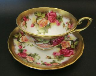 Vintage Royal Chelsea " Golden Rose " Teacup And Saucer