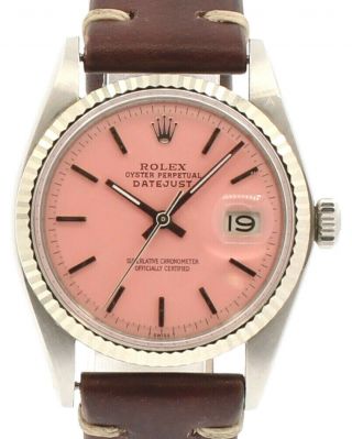 Men Vintage Rolex Oyster Perpetual Datejust 36mm Pink Dial Watch