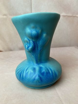 Van Briggle Tulip Blue Turquoise Pottery Vase - Signed