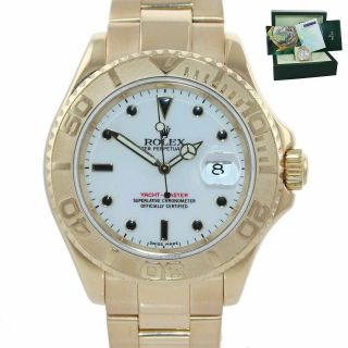 Papers 2005 Rolex Yacht - Master 18k Yellow Gold White Dial 16628 40mm Watch