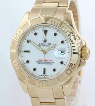PAPERS 2005 Rolex Yacht - Master 18k Yellow Gold White Dial 16628 40mm Watch 3