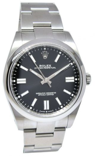 Rolex Oyster Perpetual Steel Black Dial 41mm Watch Box/papers 124300