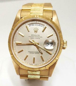 36mm ROLEX DAY DATE PRESIDENT 18K GOLD BARK DOUBLE QUICK AUTO WATCH 18248 2