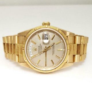 36mm ROLEX DAY DATE PRESIDENT 18K GOLD BARK DOUBLE QUICK AUTO WATCH 18248 3