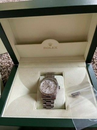 Rolex Day - Date Auto White Gold Diamonds Mens President Bracelet Watch 18039