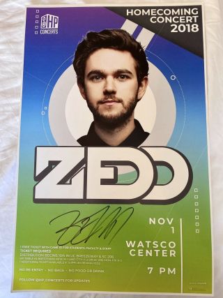 Zedd Authentic Autographed Rare Concert Poster Hand Signed In Person