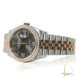 Rolex Datejust 126281 18KR/SS 36mm Grey Diamond Roman & Diamond Bezel Watch 4