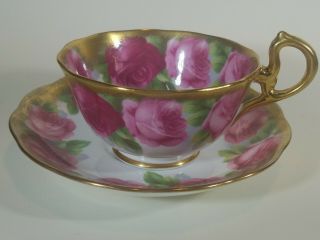 Vintage Royal Albert Bone China Old English Rose Heavy Gold Gilt Tea Cup Saucer