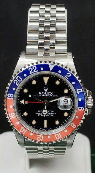 1992 Mens Rolex Gmt Master 16700 S/s Pepsi Bezel Automatic Watch W/ Box B6044