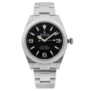 Rolex Explorer Steel Full Lume Numerals Black Dial Automatic Mens Watch 214270