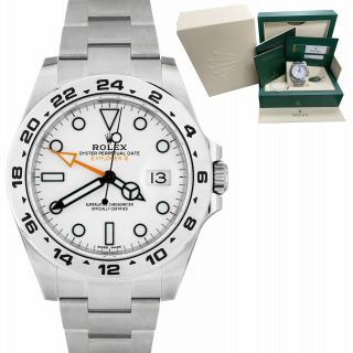 2019 Rolex Explorer Ii 42mm White Orange Stainless Steel Gmt Date Watch 216570
