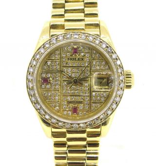 Rolex Datejust Ref 6917 18k Yellow Gold Diamonds Ladies Automatic Watch 26 Mm