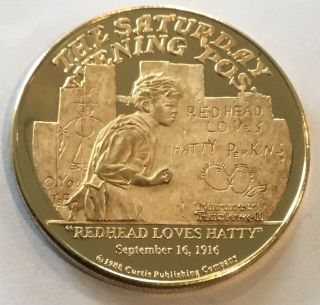 Norman Rockwell The Saturday Evening Post Redhead Loves Batty Sept.  Coin Medal