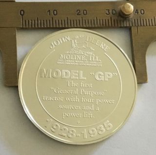 John Deere Model GP General Purpose Tractor Farm Equipment Coin Medal 2