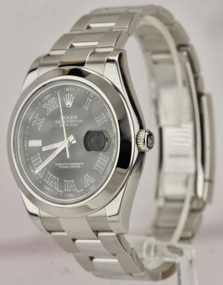 2017 Rolex DateJust II 41mm Black White Print Gray Roman Smooth Watch 116300 B,  P 2
