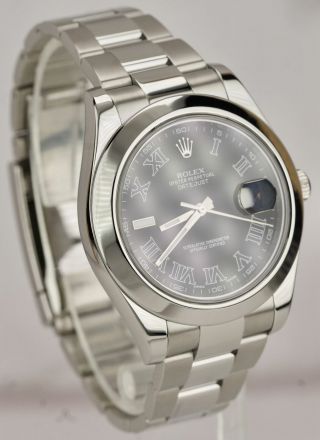 2017 Rolex DateJust II 41mm Black White Print Gray Roman Smooth Watch 116300 B,  P 3