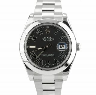 2017 Rolex DateJust II 41mm Black White Print Gray Roman Smooth Watch 116300 B,  P 5