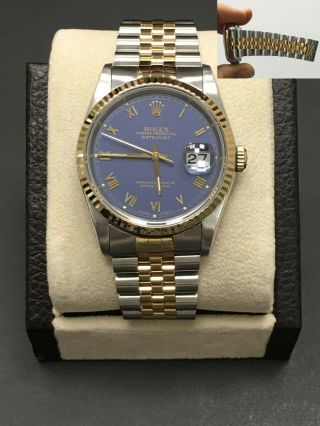 Rolex Datejust 16233 Purple Dial 18k Yellow Gold Stainless Steel