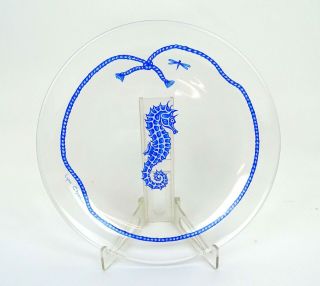 Lynn Chase Signed Glass Costa Azzurra Seahorse & Rope 8 1/8 " Dessert Plate 1991 -