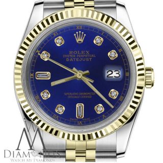 Blue Face Men ' s Rolex 36mm Datejust 18K & SS 8,  2 Diamond Accent Jubilee Watch 4