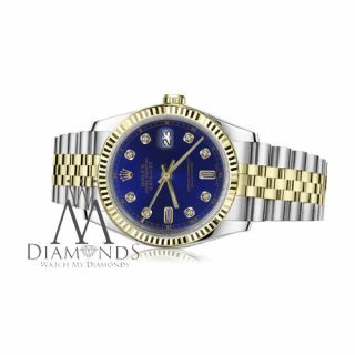 Blue Face Men ' s Rolex 36mm Datejust 18K & SS 8,  2 Diamond Accent Jubilee Watch 5