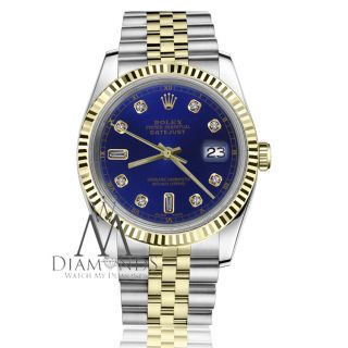 Blue Face Men ' s Rolex 36mm Datejust 18K & SS 8,  2 Diamond Accent Jubilee Watch 6