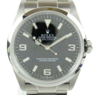 Auth Rolex Explorer 1 Watch Mens 114270 Automatic Black Stainless Steel