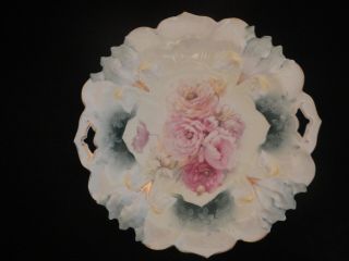 R.  S.  Prussia Cake Plate.  Red Mark.  Floral - Iris Mold.
