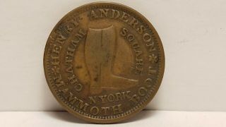 1837 Hard Times Token,  Henry Anderson,  Boots & Shoes,  Chatham Square N.  Y.