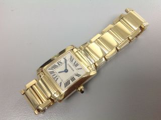 Cartier Tank Francaise 18k Yellow Gold Quartz Ladies Watch On Bracelet